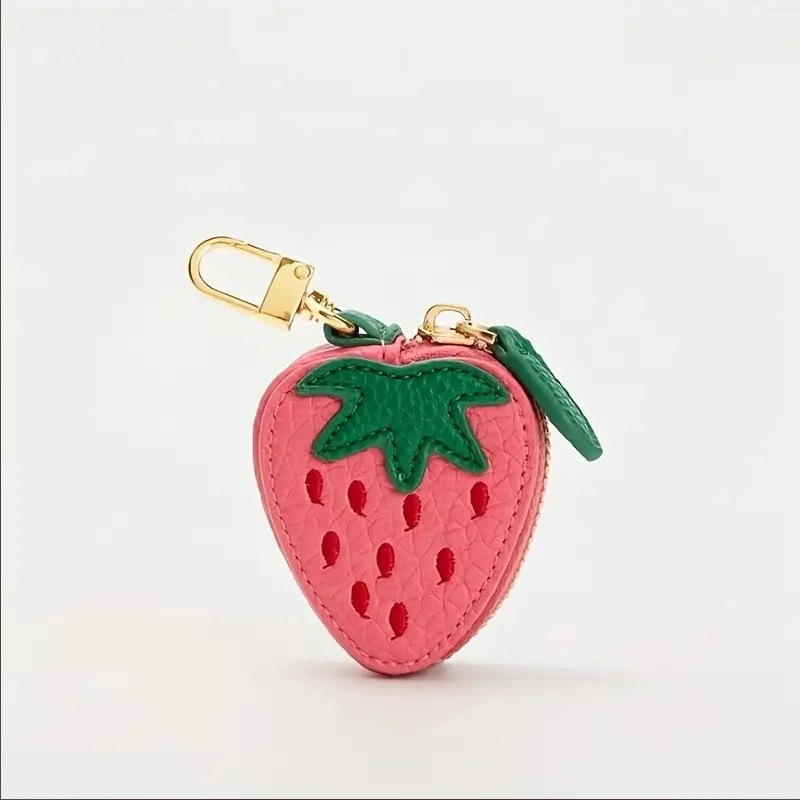 Coin Purses Change Bag Cute Fruit Shape Purse Keychain PU Leather Pendant Korean Style Wallet Earphone Female