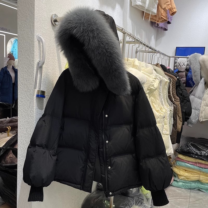 Winter Korean Version New Loose Down Cotton Jacket for Women Short Style for Petite Figures Large Fur Collar Cotton Coat Thickened Outerwear 241120