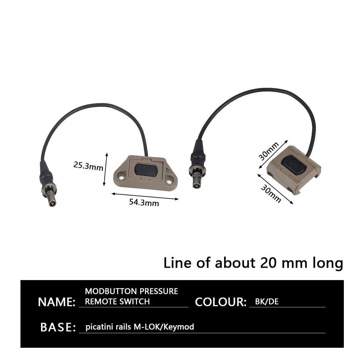 Tactical Surefire M300 M600U M-Lok Keymod 20mm Rail Rifle Airsoft Scout LED Light Button Remote Pressure Switch Weapon Flashlight W250722