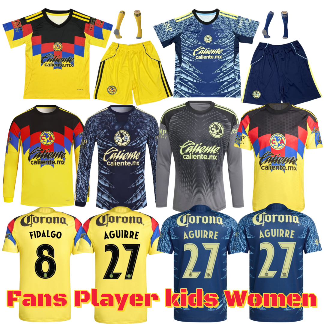 25 26 Club America Soccer Jerseys Liga MX HENRY J.QUINONES D.VALDES 3RD A.ZENDEJAS FIDALGO HOME AWAY Third Maillot Fans Slim Player Version KIDS Football