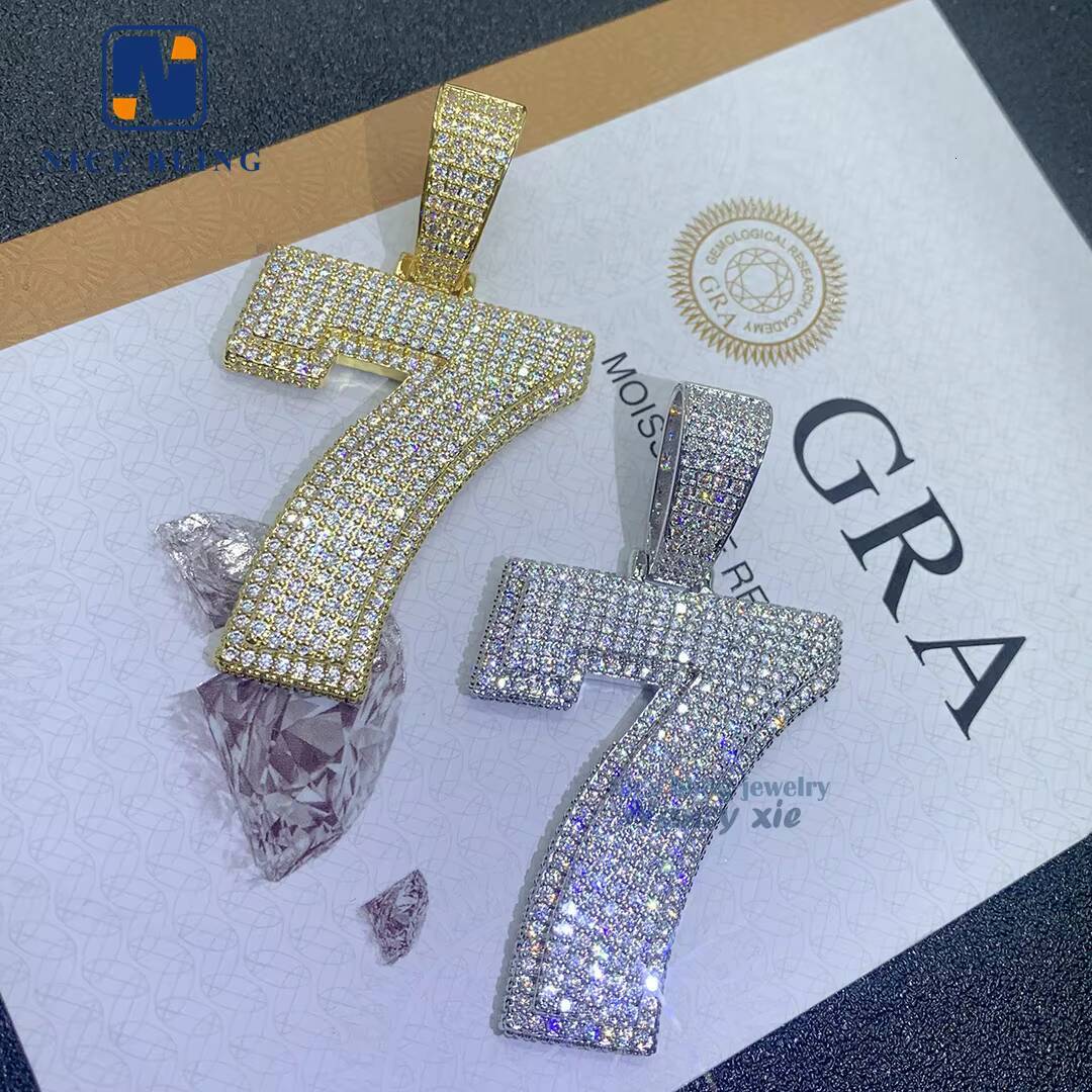 DIY Letter Initial Number 925 Sterling Silver Custom Moissanite Jewelry Iced Out Rappers Hip Hop Moissanite Pendant