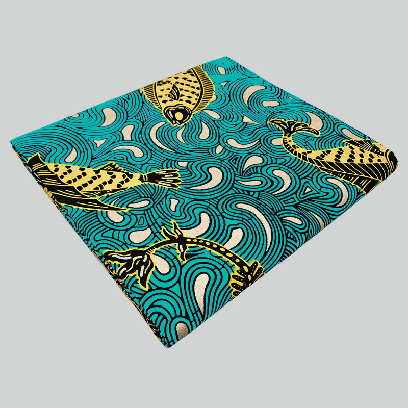 Dutch Wax Print Fabric - Shiny Golden Satin Woven Material for Fashion Designs | Machine Washable | 6 Yards Per Piece