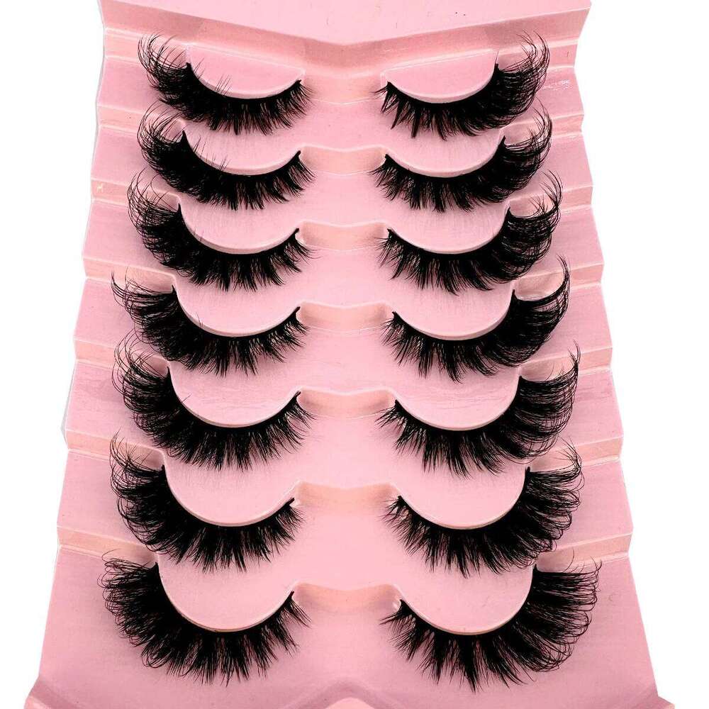 NEW 7pairs ic 3D Volume Cat Eye Faux Mink Lash Natural Wispy Russian Strip Lashes Makeup Dramatic False Eyelashes X250723