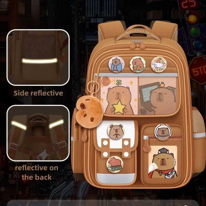 Kawaii Capybara Children School Bags for Boys Large Capacity College School Backpack Waterproof Student Schoolbag Book Bag S250723