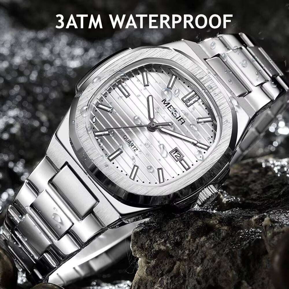 MEGIR 1084 Luxury Men Business Watch Waterproof Male Clock Stainless Steel Luminous Quartz Sports Watches Montre