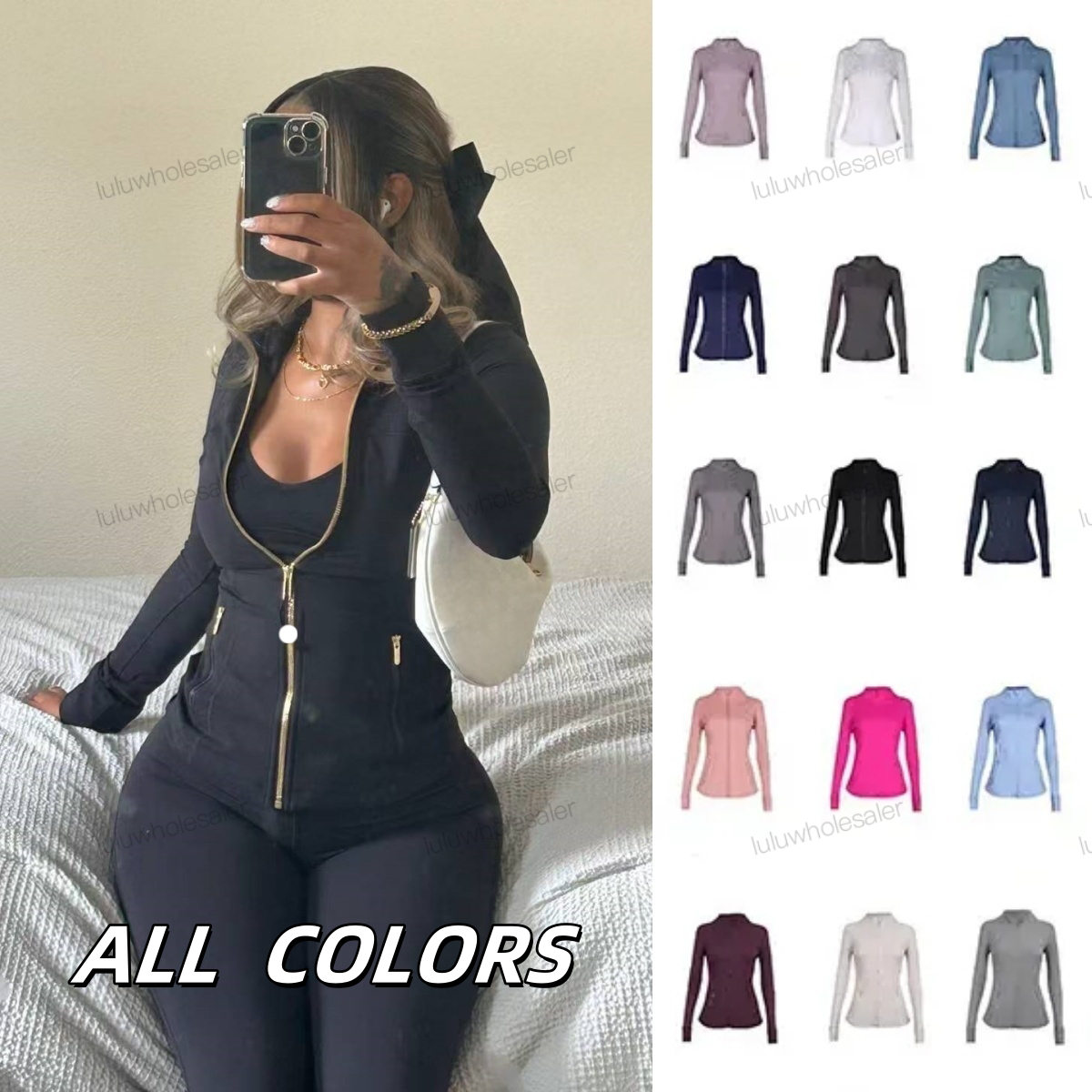 2025 5A Yoga Jacket With Gold Zipper Women Workout Sport Coat Fitness Gym Long Sleeve Breathable Activewear define sweatshirt luluity lemonize jackets
