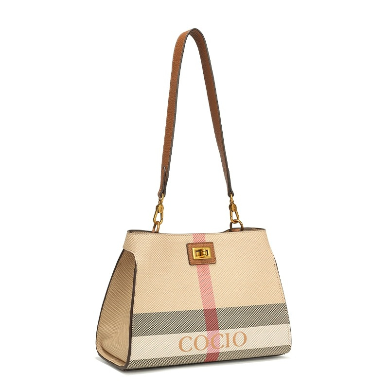 COCIO designer Shoulder Bags New plaid handbag simple and versatile womens bag large capacity fashionable casual diagonal cross bag