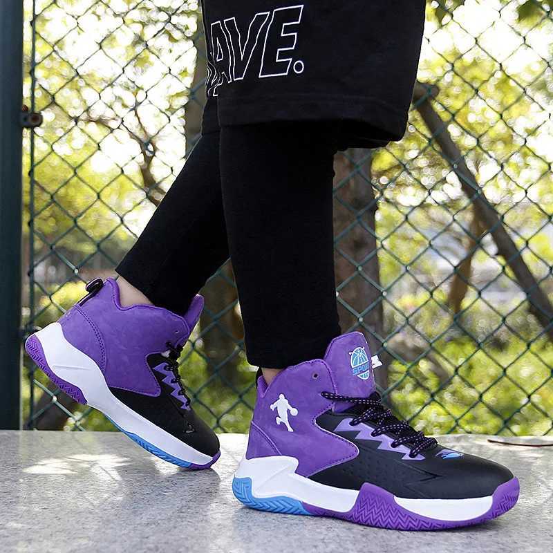 New Autumn Winter Basketball Sneakers For Children Platform Anti-Shock Boys Sport Sneakers Outdoor High Top Teenager Trainers W250723