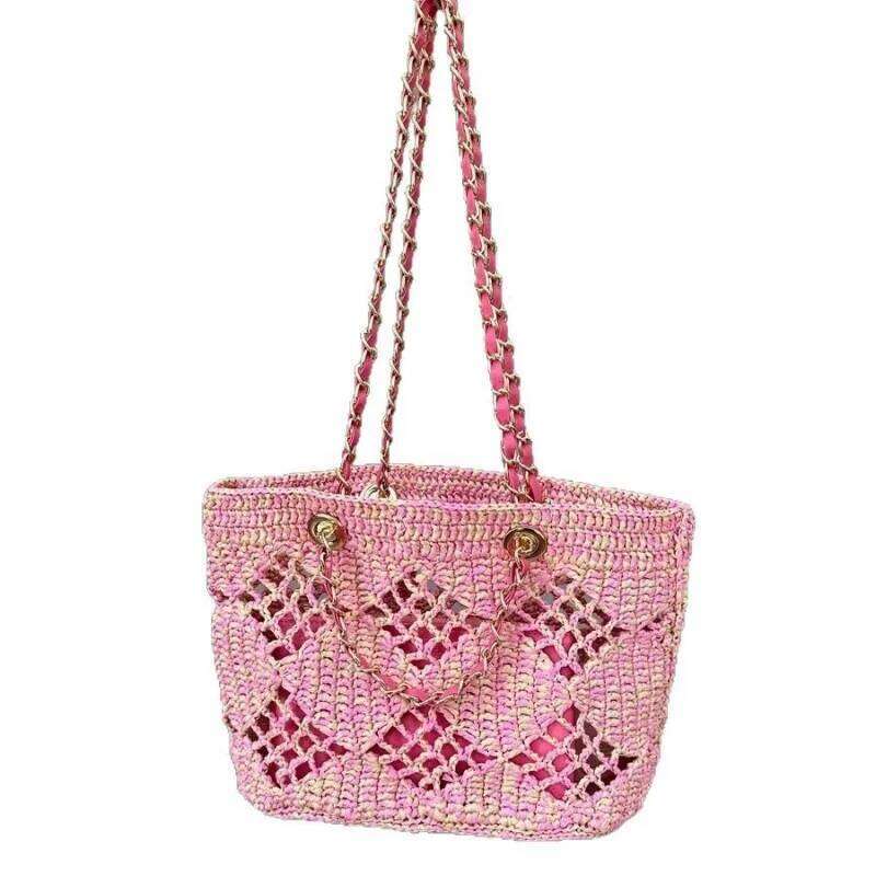 Weaving Hollow Beach Bag High-End Fashion One-Shoulder Crossbody Chain Vegetable Basket Handbags For Women Canvas Cloth Summer
