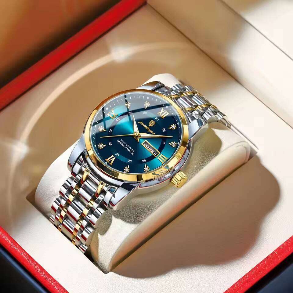 DHwatches POEDAGAR for Man Elegant Date Week Waterproof Luminous Men Watch Quartz Stainless Steel Sports Men's Watches