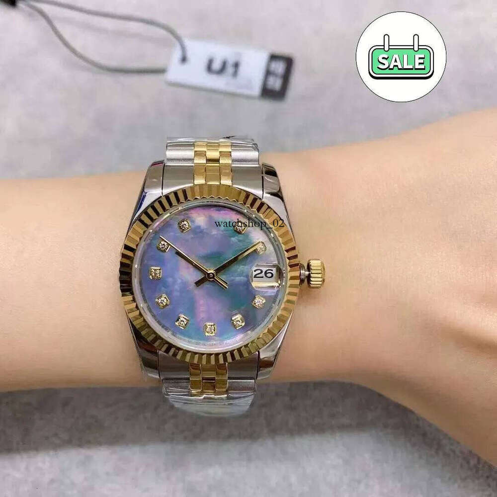ST9 In Acciaio Two Tono Purple Sheel Dia Diar