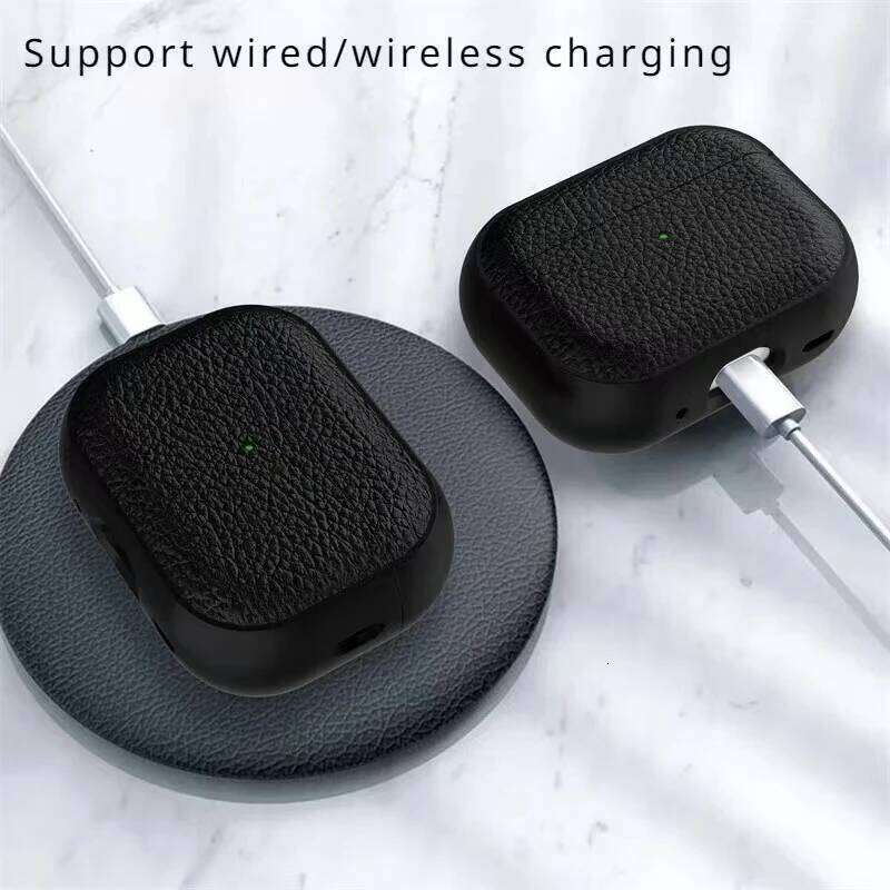 leather texture case for apple 1 2 3 4 pro air pods wrieless bluetooth earphone protective cover antilost headphone bag