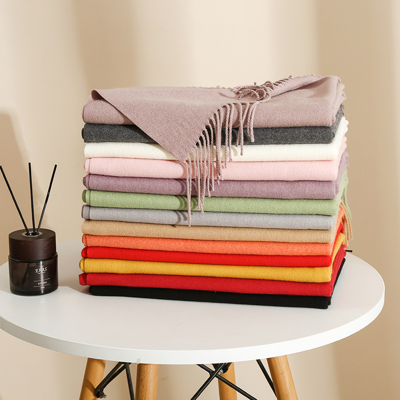 K1452 Pure color imitation cashmere scarf women winter thickened plain shawl neck wholesale