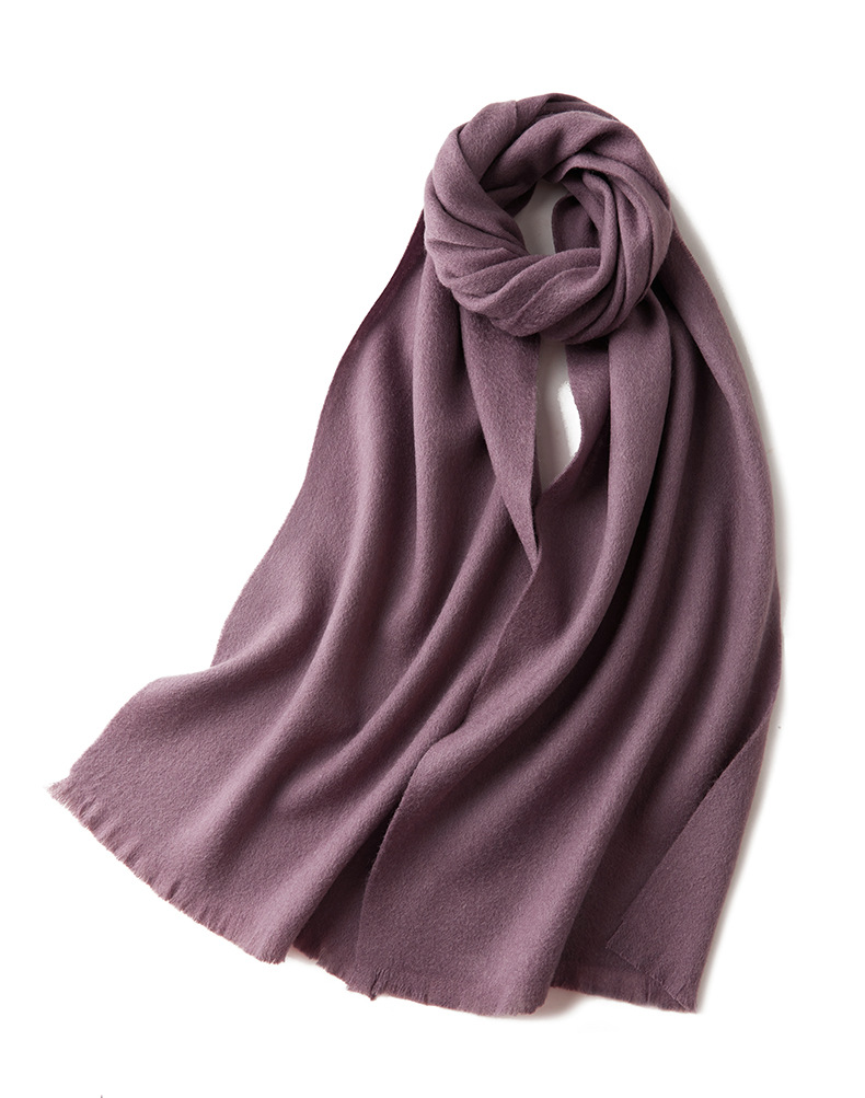 K1449 Manufacturers wholesale pure wool scarf unisex autumn and winter warm neckband versatile solid color tassel wool shawl