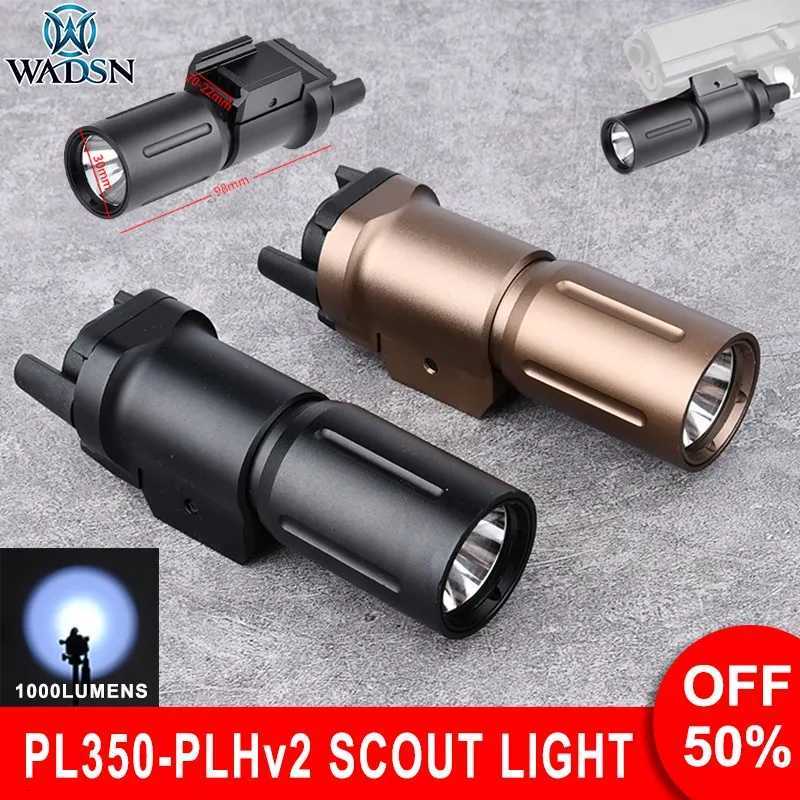 Wadsn Tactical Pistol Flashlight Glock 17 Airsoft Spotlight PL350 PLHv2 Weapon Scout Light 1000 Lumens Hunting Torch for 20mm Rail W250722
