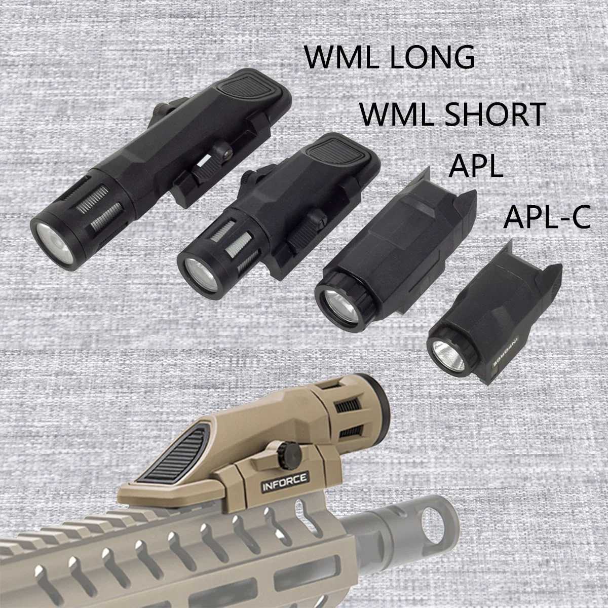 Tactical INFORCE WML Weapon Scout Flashlight Fits Airsoft Rifle AR15 APL Pistol Gun Light For GLOCK17 Hunting Strobe Torch W250722