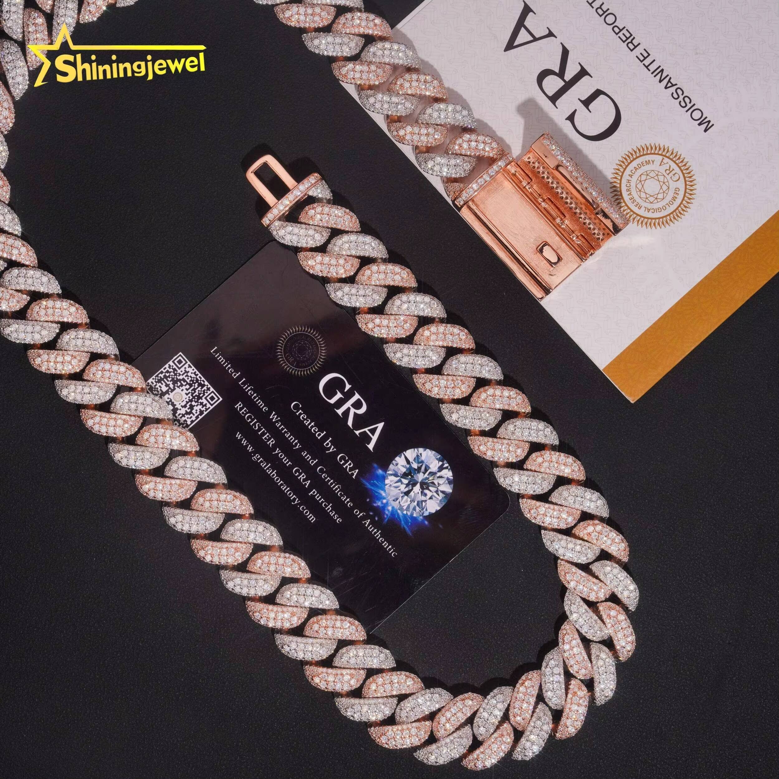 New Arrivals Pass Diamond Tester Hip Hop 18mm Two Tone 925 Silver Moissanite Cuban Link Chain Necklace
