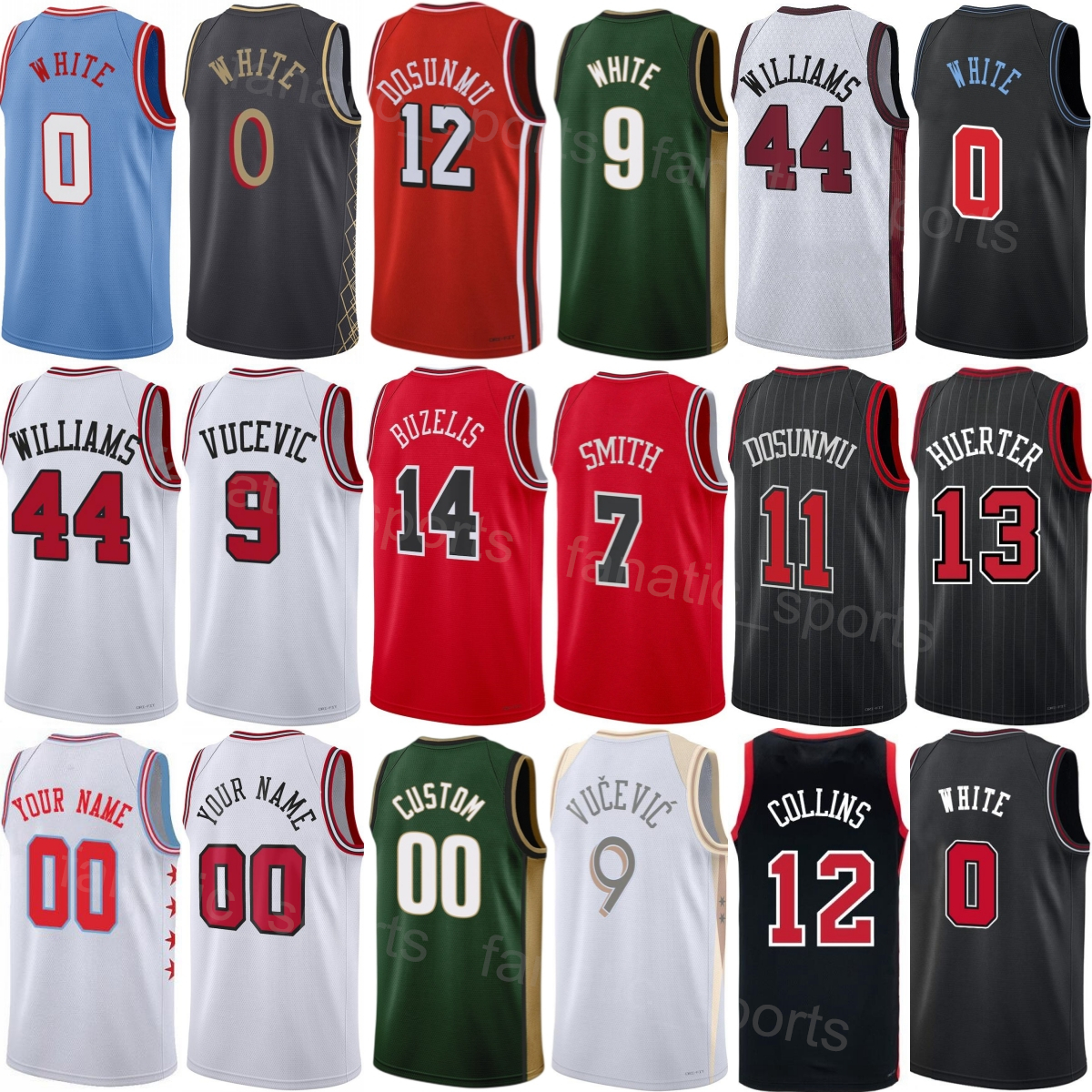 Print Draft Ayo Dosunmu Jersey 11 Basketball 2025/26 Noa Essengue 24 Isaac Okoro 35 Coby White 0 Nikola Vucevic 9 Josh Giddey 3 Kevin Huerter 13 City Icon Kid Man Women