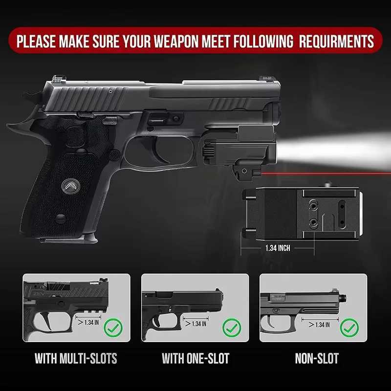 800 Lumens Powfull Tactical Weapon Gun Light 2 In 1 Combo Rechargeable Pistol LED Flashlight for Glock Taurus Fits 20mm Rail W250722