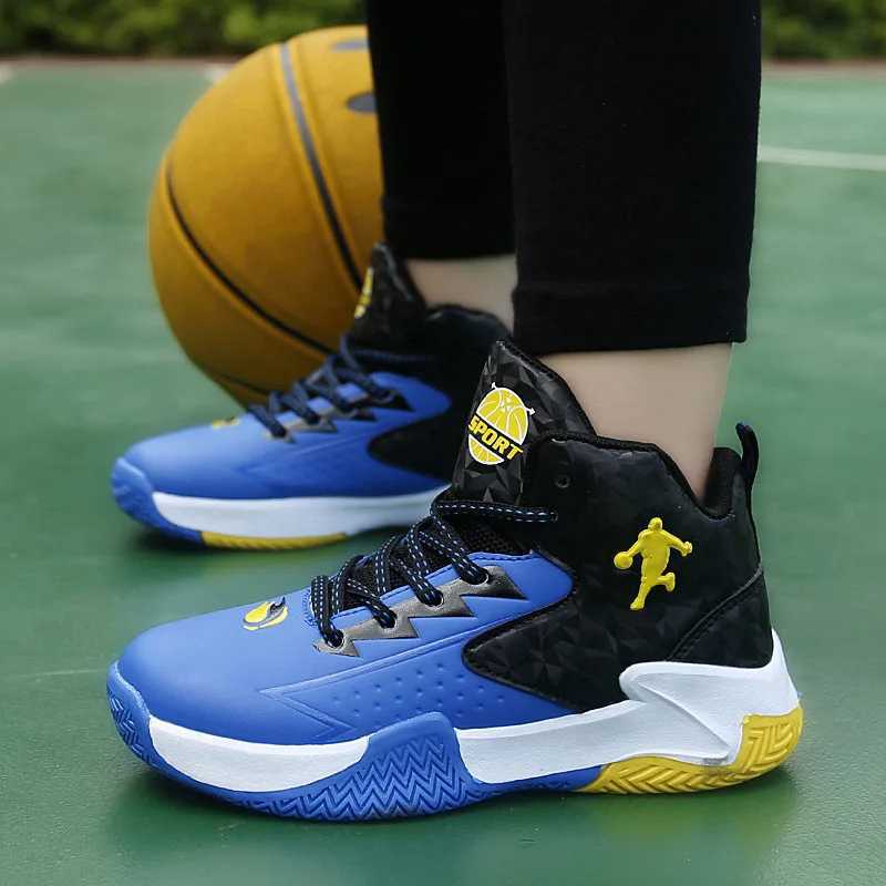 New Autumn Winter Basketball Sneakers For Children Platform Anti-Shock Boys Sport Sneakers Outdoor High Top Teenager Trainers W250723