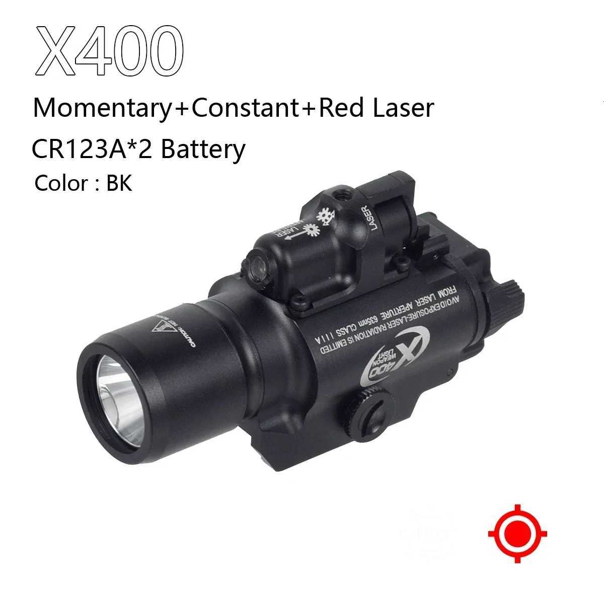 Airsoft Surefire X300 X400 Ultra X400V LED Scout Light Red Dot Green X400 X400U Weapon Flashlight Fit 20mm Rail Hunting Spotlight W250722