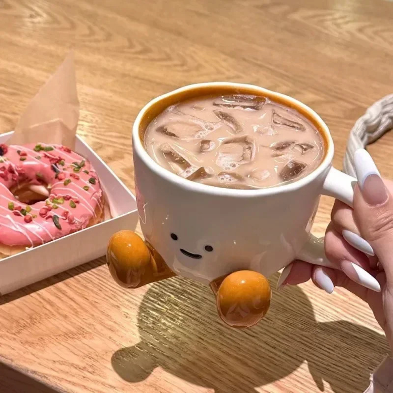 Cartoon Couple Ceramic Mug Creative Coffee Milk Tea Water Cup Cute Children Breakfast Household Drinkware 250723