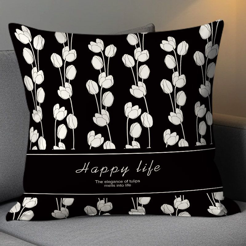 Designer Luxury Nordic Sofa Pillow Living Room Sofa Cushion Cover Ins Modern Simple Light Luxury Black And White High-End Cushion Pillow Cover (not in