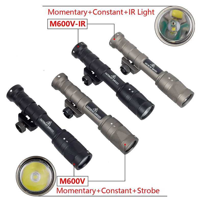 Tactical M600C M600 M600B M600V IR Ultra Tactical Scout Light Rifle Weapon Flashlight Hunting Momentary Pressure Switch W250722