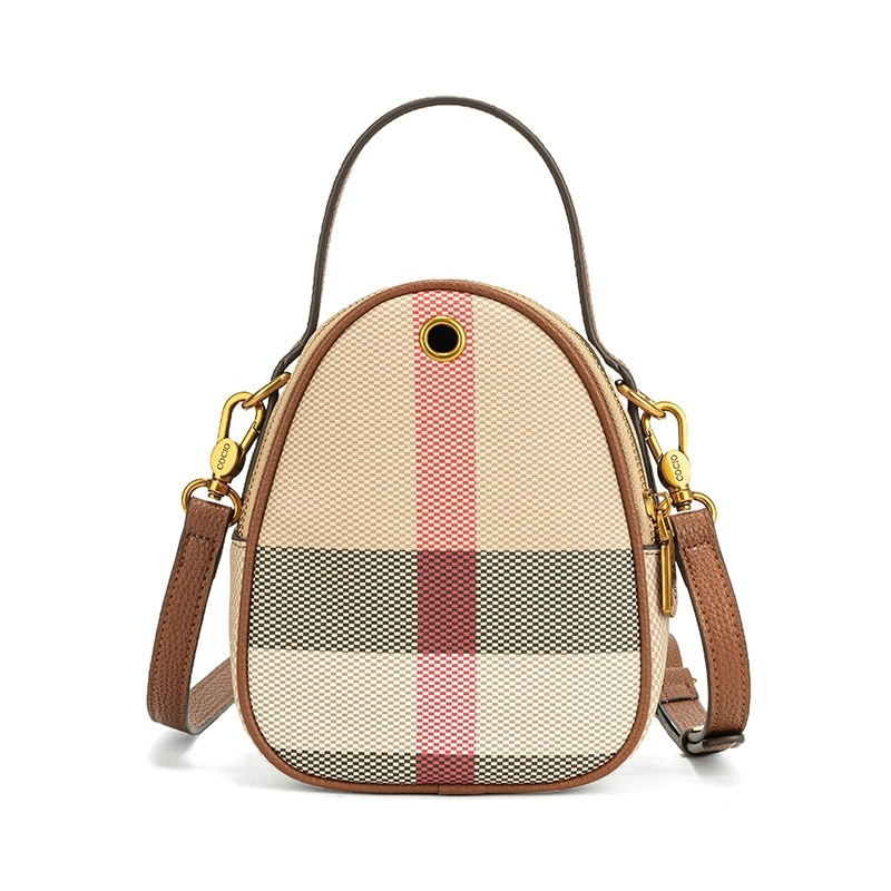 COCIO designer Shoulder Bags New plaid mini handbag canvas simple casual vintage crossbody bag