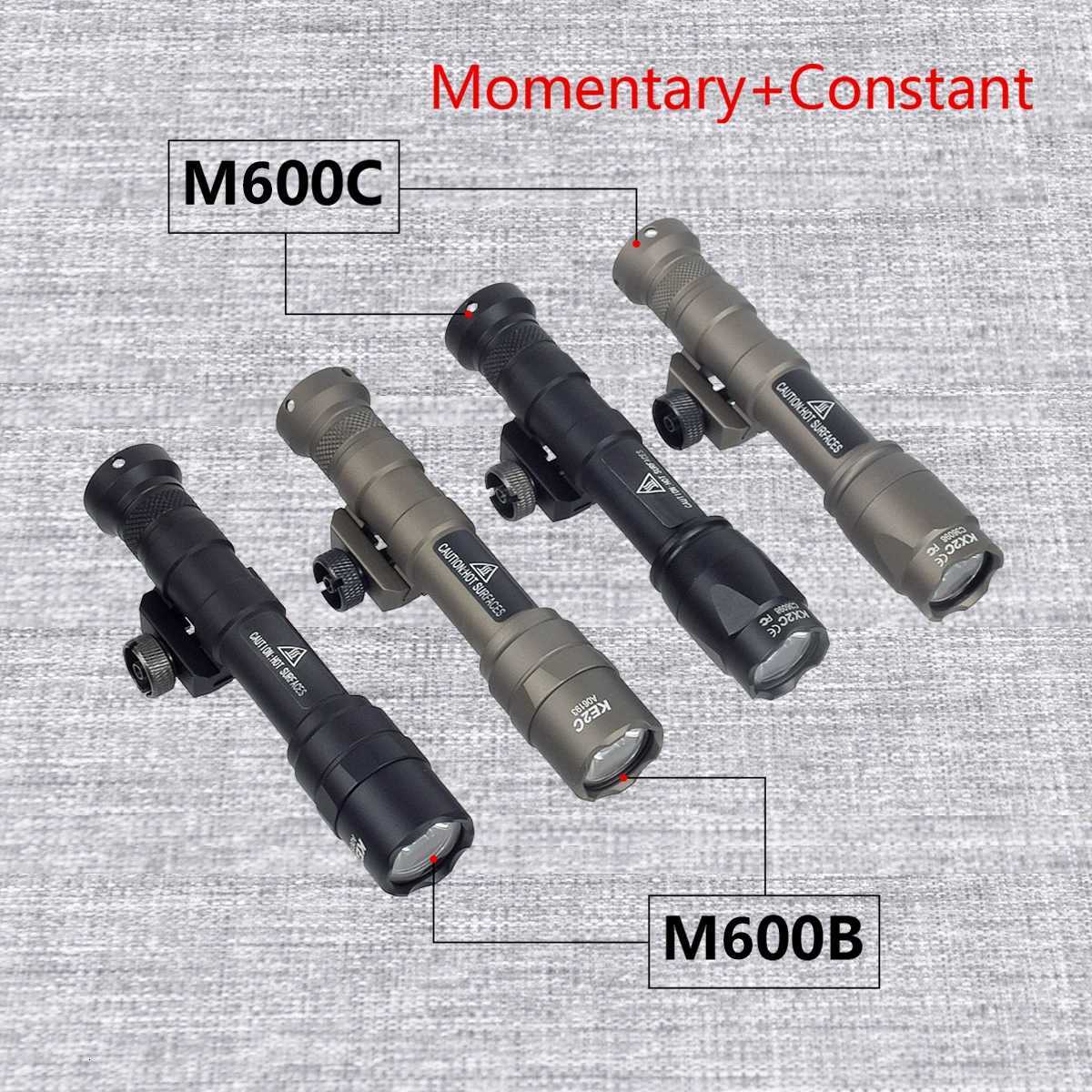 Airsoft SureFire M600 M600B M600C Scout Flashlight LED Tactical Hunting Gun Weapon Light With Dual Function Pressure Switch W250722