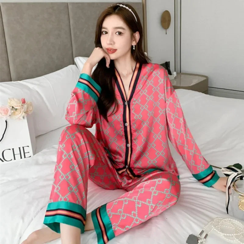 Pajama set Long Sleeve Long Pants Spring Autumn Homewear Women Button Cardigan Casual Comfort Stylish Simple Breathable250723