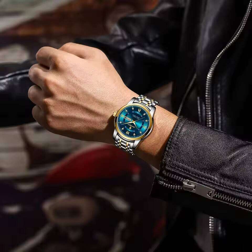 DHwatches POEDAGAR for Man Elegant Date Week Waterproof Luminous Men Watch Quartz Stainless Steel Sports Men's Watches