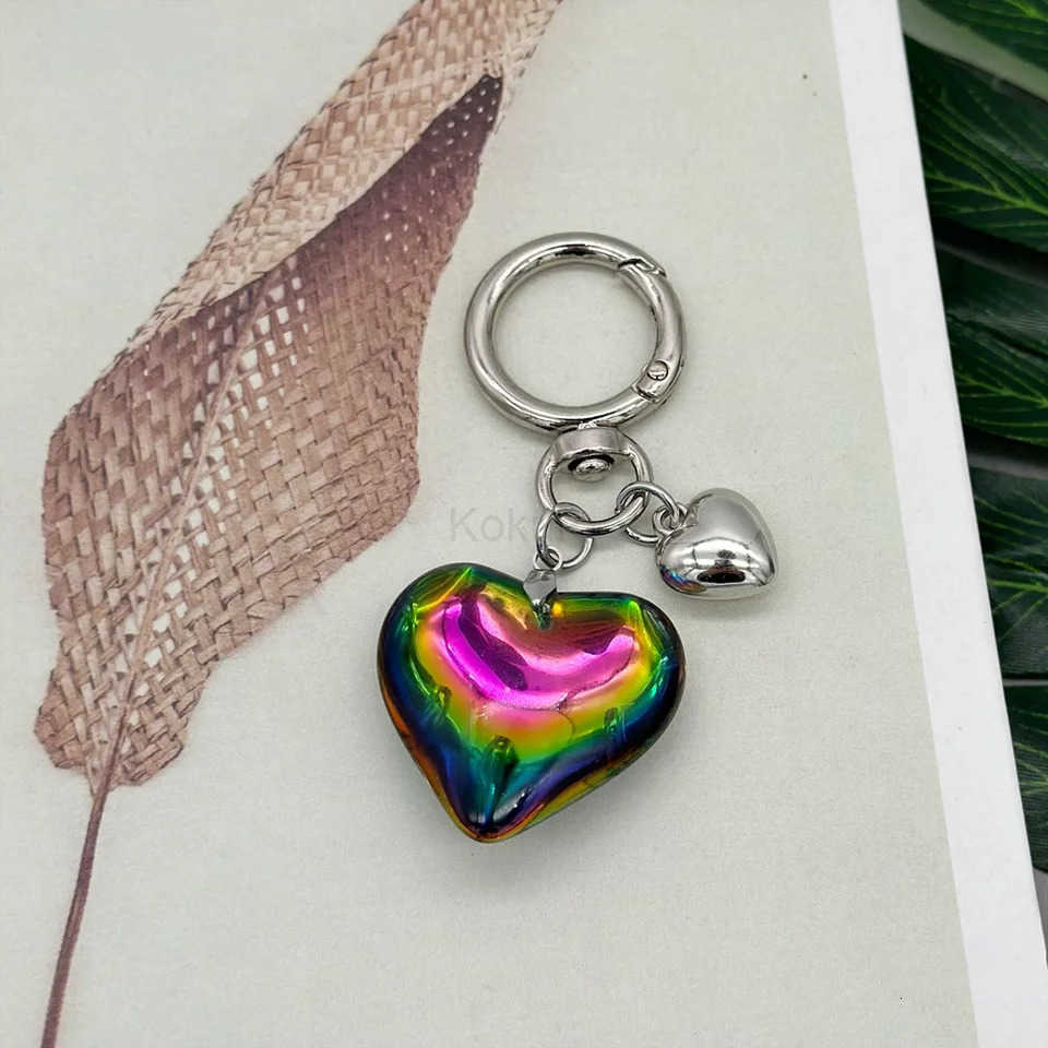 2K Black Transparent Puffy Heart Charms Keychain Grunge Fashion Bag Backpacks Hanging Ornament Car Key Chain for Women M250723
