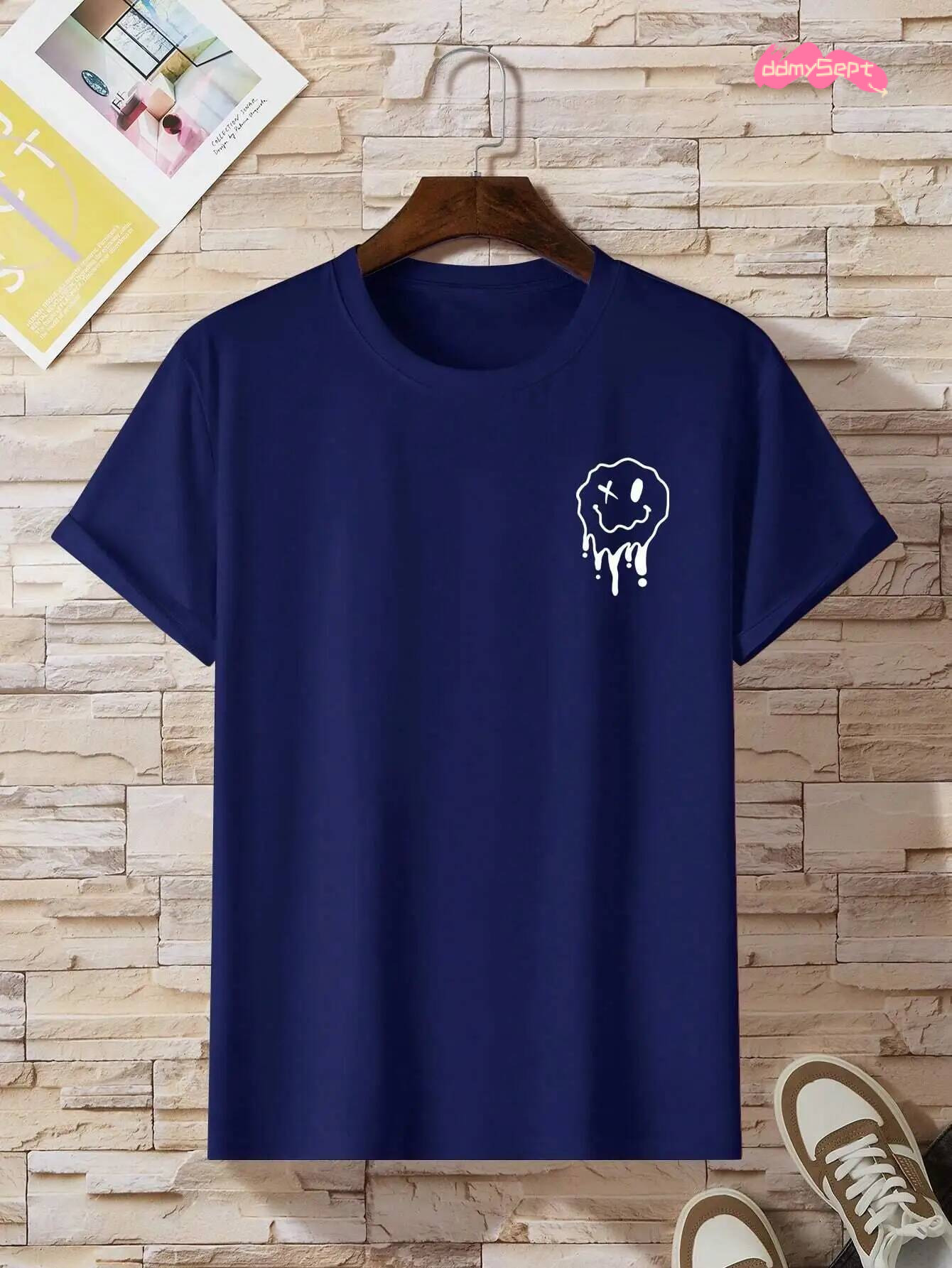 A Funny Smile Face That Is About To Melt Printed Tshirt Men Fashion Oversize T-Shirt Summer Cotton Clothes Loose Casual Tees ddmysept