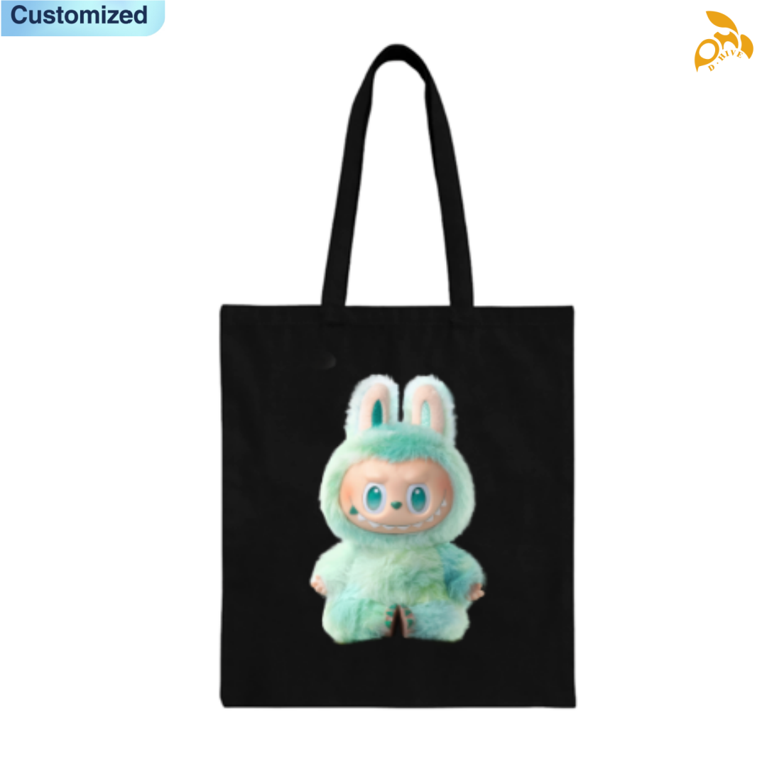 Free shipping fashion designers customize LABUBU Canvas Bags high-quality black full-print tote bags high quality soft
