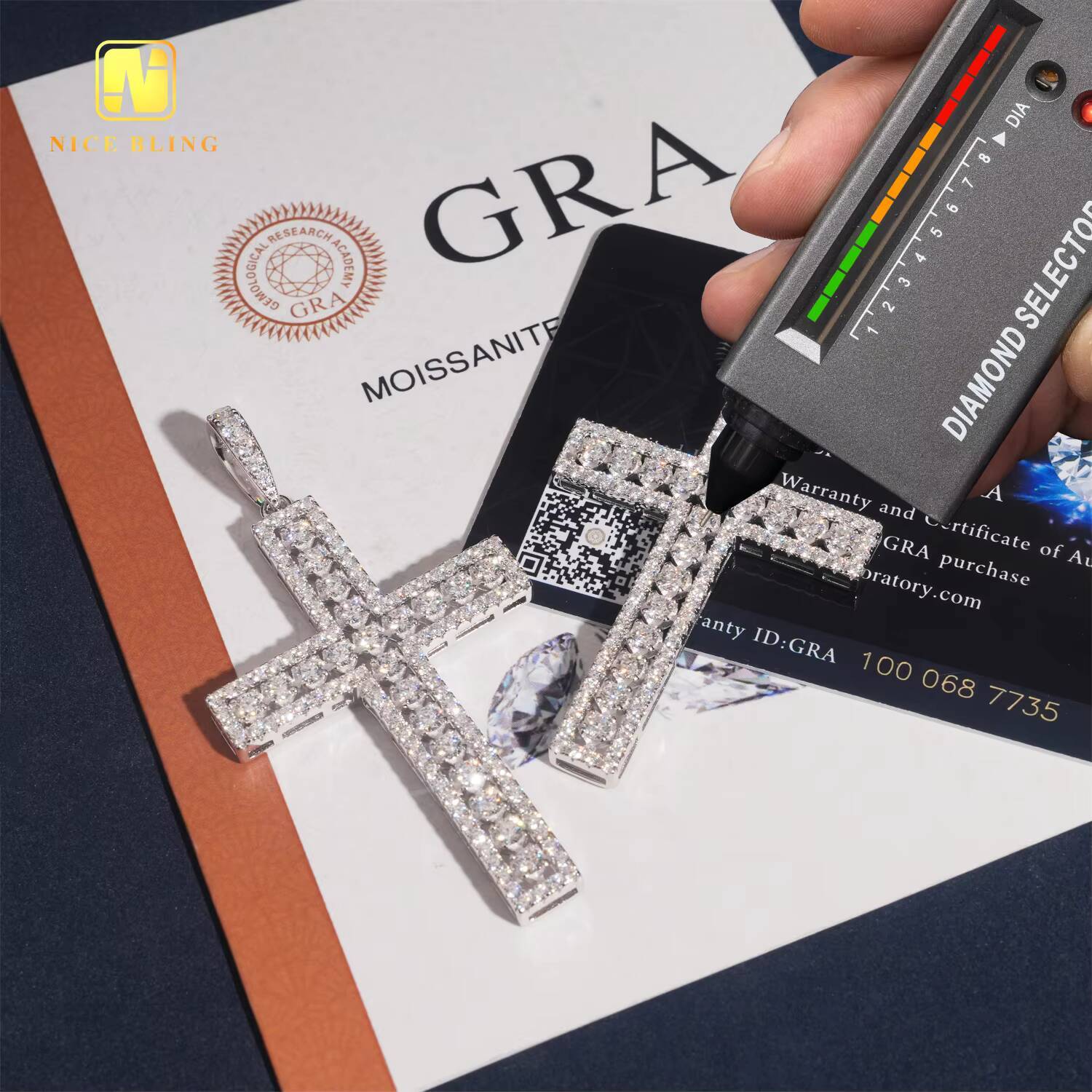 Pass Diamond Tester Silver Plated Iced Out Diamond Custom Charm Pendants 925 Silver VVS Moissanite Hip Hop Jewelry Cross Pendant