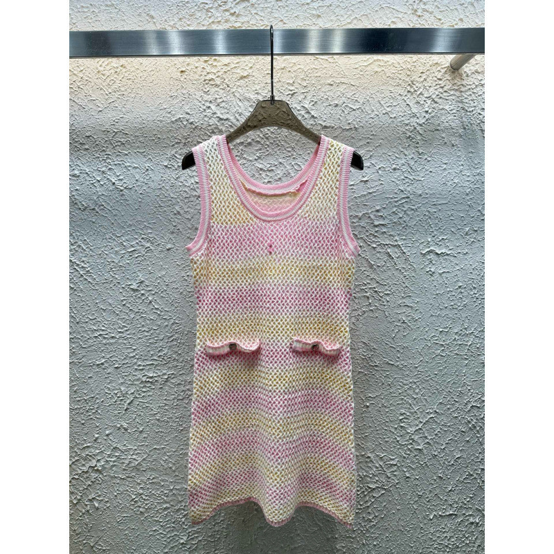 Hot Pink Knitted Women Designer Sleeveless Midi Dress Street Style Vacation Birthday Party Dresses