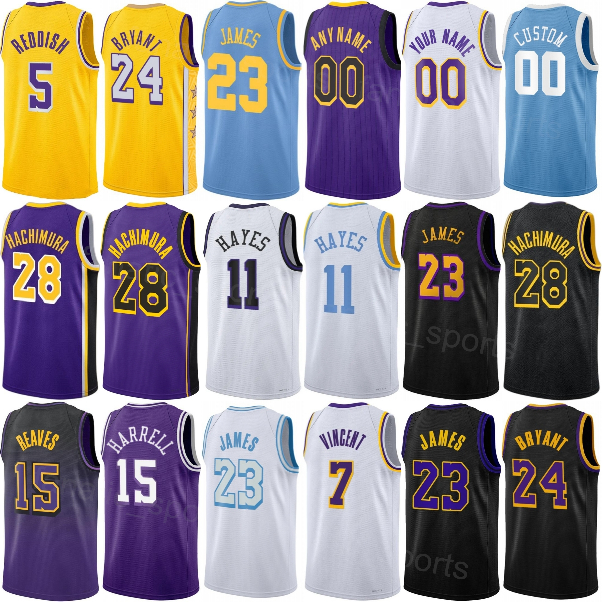 Print Mens 25 26 Basketball Gabe Vincent Jersey 7 Child Women Dalton Knecht 4 Maxi Kleber 14 Jaxson Hayes 11 Jarred Vanderbilt 2 Rui Hachimura 28