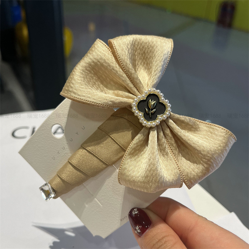 Bow hair clip High grade flower hair accessories female Tiktok net red with ponytail headdress headband