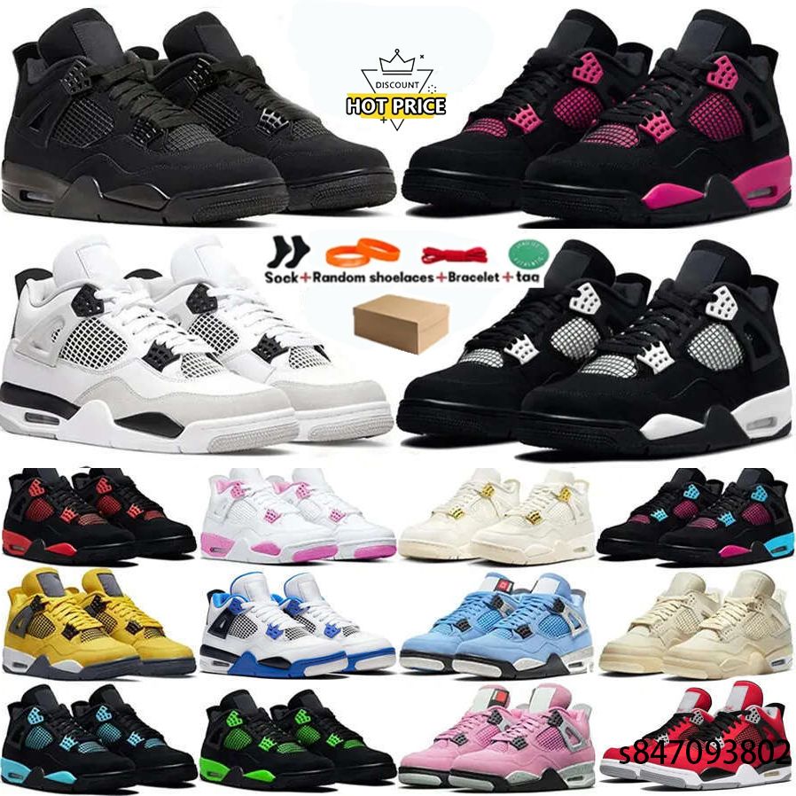With box Designer shoes 4s basketball shoes for men women Black Cat Military Sail Red Thunder White Oreo Cool Grey Red Sneakers Blue University outdoors sneakers