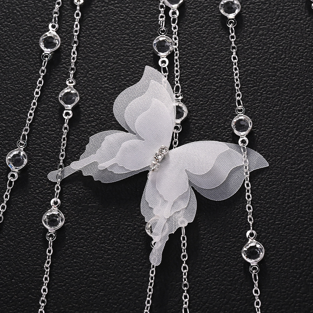 Butterfly Hollow Out Hair Chain Exotic Style Full Diamond VVS Moissanite Studded Butterfly Headpiece Bridal Accessory Headdress