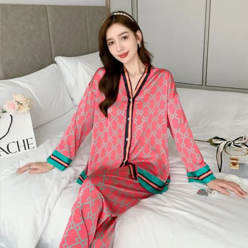 Pajama set Long Sleeve Long Pants Spring Autumn Homewear Women Button Cardigan Casual Comfort Stylish Simple Breathable250723