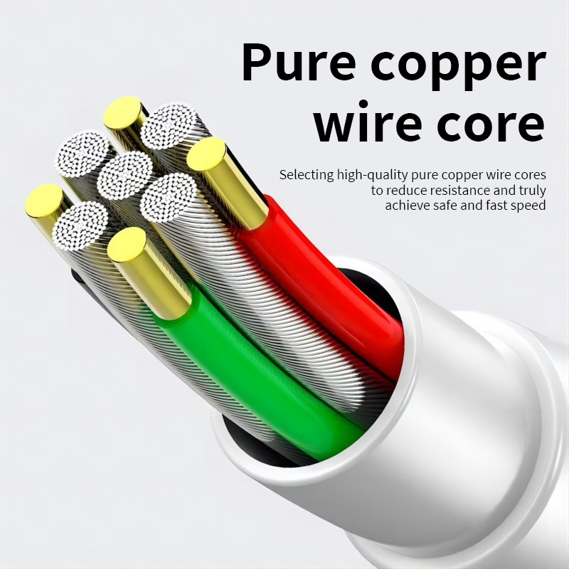 Durable pure copper USB C to L data cable for iphone 8