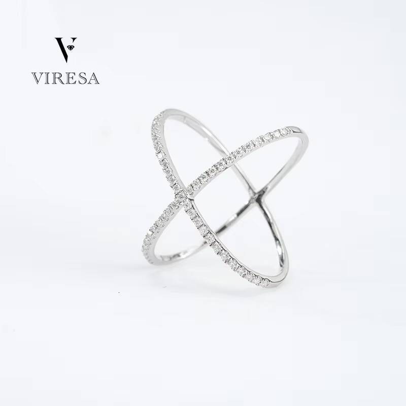925 Sterling Silver X Crossover Moissanite Ring Fashion Jewelry with 925 Silver Plating