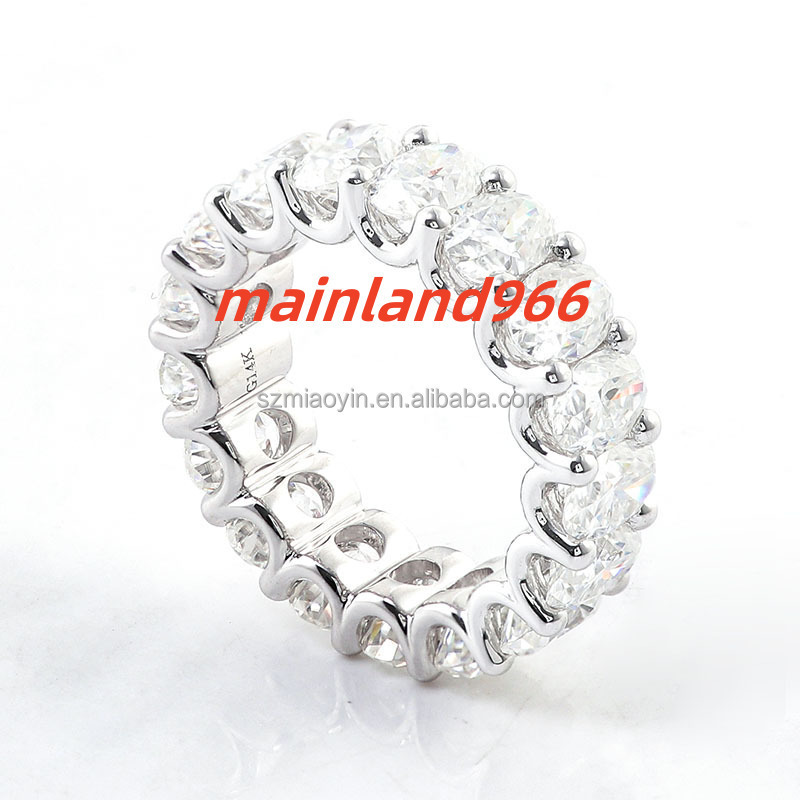 Wholesales Fine Jewelry 10K/14K/18K White Gold 0.6ct 4*6mm Oval Shape Moissanite Diamond Wedding Eternity Ring Band for Gift