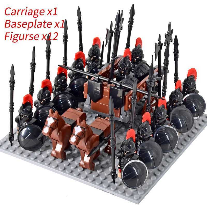 Medieval Knights Mini Action Figures Building Blocks Roman Chariot Carriage Soldier War Horse Bricks Toys for Children Gift W250723