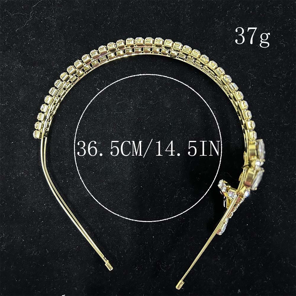 Hip Hop Iced out VVS Moissanite Studded Double Layer Bow Headband Gold Minimalist Elegant Princess Vibe Headpiece for Women