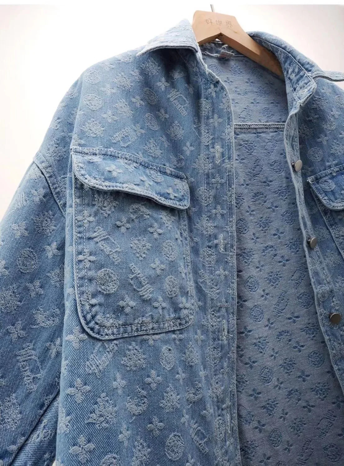 Denim Shirt Womens Autumn Dress Korean version of Joker Printed Loose Long Sleeve Denim Jacket Long Sleeve Jacket250723