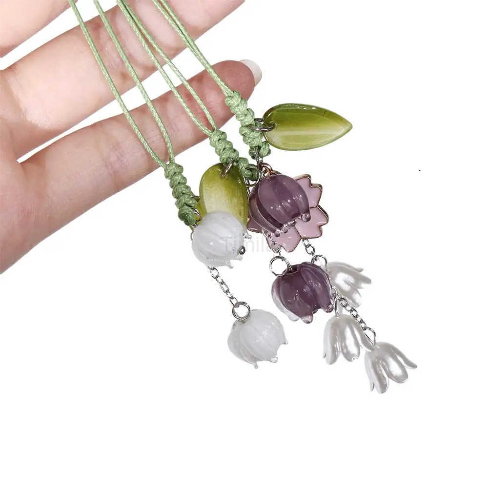 ute Tulip Flowers Strap Lanyards Charms For Mobile Phone Case Keychain Car Key Chains Headset Cover Hang U250723