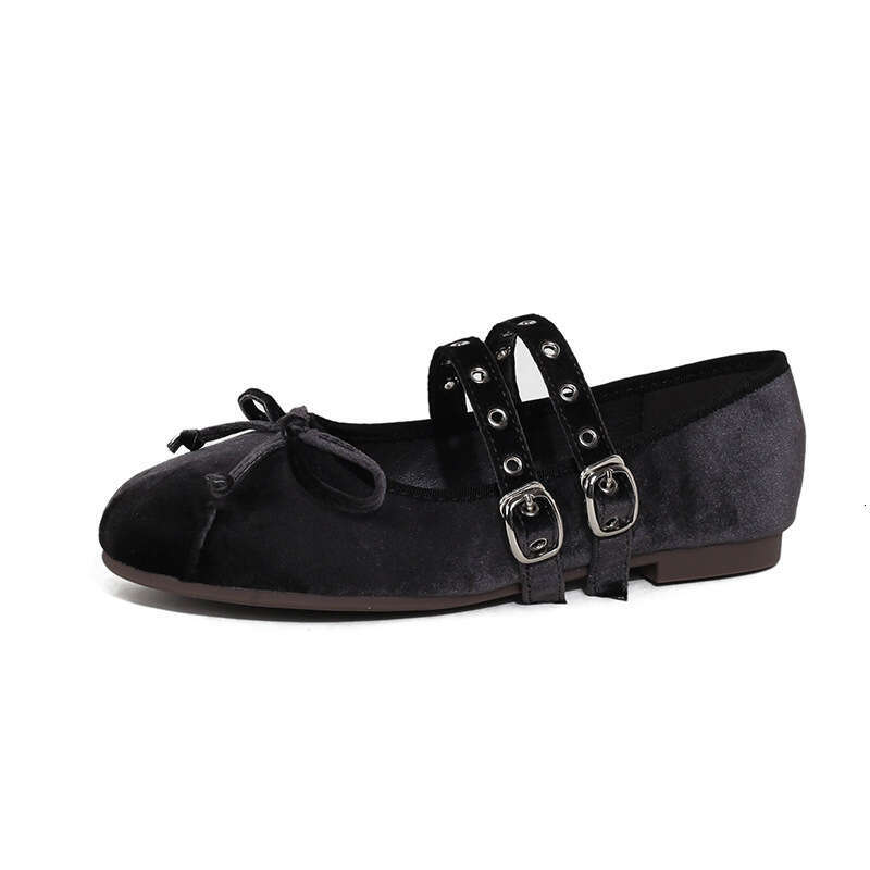 35-43 Plus Size Runaway Princess French Style Soft Sole Mary Jane for Women Fairy Bow Velvet Large Single Shoes